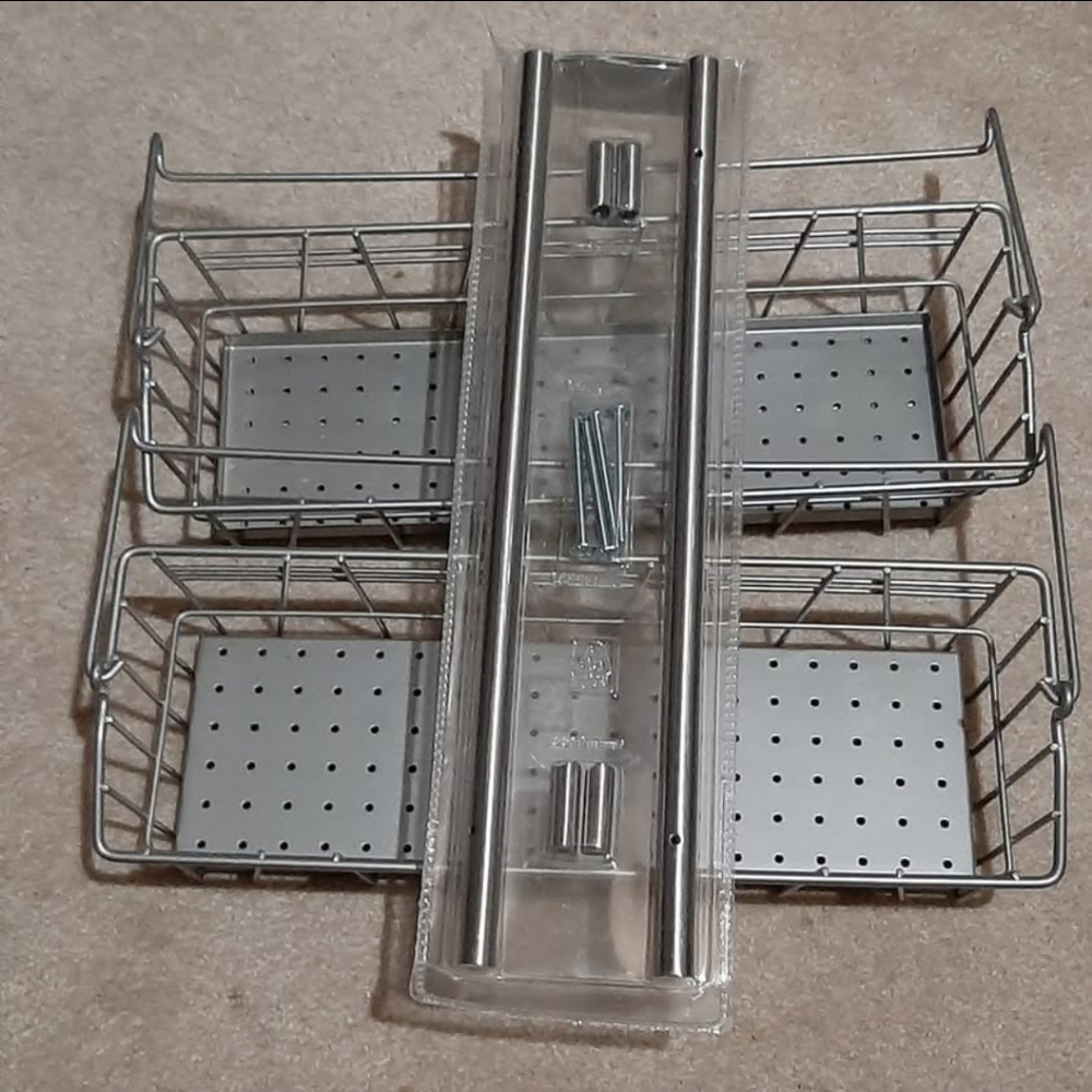 Silver metal wall mounted storage baskets